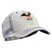 Bat Boo Embroidered Low Profile Special Cotton Mesh Cap - Khaki OSFM