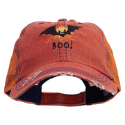 Bat Boo Embroidered Low Profile Special Cotton Mesh Cap - Orange OSFM