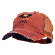 Bat Boo Embroidered Low Profile Special Cotton Mesh Cap - Orange OSFM