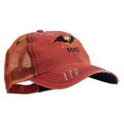 Bat Boo Embroidered Low Profile Special Cotton Mesh Cap - Orange OSFM