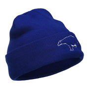 Polar Bear Outline Embroidered Long Beanie