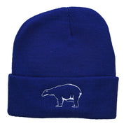 Polar Bear Outline Embroidered Long Beanie