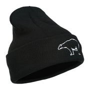 Polar Bear Outline Embroidered Long Beanie