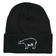 Polar Bear Outline Embroidered Long Beanie