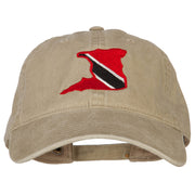 Trinidad Flag Map Embroidered Washed Cotton Twill Cap