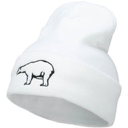 Polar Bear Outline Embroidered Long Beanie