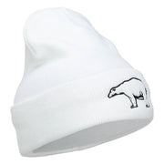 Polar Bear Outline Embroidered Long Beanie