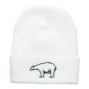 Polar Bear Outline Embroidered Long Beanie