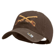 U.S. Army Cavalry Collar Insignia Embroidered Washed Solid Pigment Dyed Cotton Twill Brass Buckle Cap - Brown OSFM