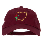 Ohio Carnation with Map Embroidered Unstructured Washed Cap