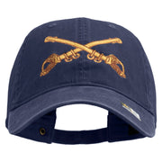 U.S. Army Cavalry Collar Insignia Embroidered Washed Solid Pigment Dyed Cotton Twill Brass Buckle Cap - Navy OSFM