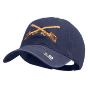 U.S. Army Cavalry Collar Insignia Embroidered Washed Solid Pigment Dyed Cotton Twill Brass Buckle Cap - Navy OSFM