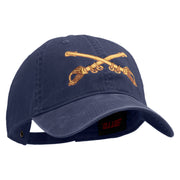 U.S. Army Cavalry Collar Insignia Embroidered Washed Solid Pigment Dyed Cotton Twill Brass Buckle Cap - Navy OSFM