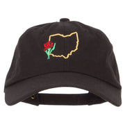 Ohio Carnation with Map Embroidered Unstructured Washed Cap