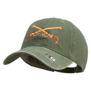 U.S. Army Cavalry Collar Insignia Embroidered Washed Solid Pigment Dyed Cotton Twill Brass Buckle Cap - Olive OSFM