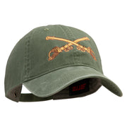 U.S. Army Cavalry Collar Insignia Embroidered Washed Solid Pigment Dyed Cotton Twill Brass Buckle Cap - Olive OSFM