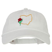 Ohio Carnation with Map Embroidered Unstructured Washed Cap