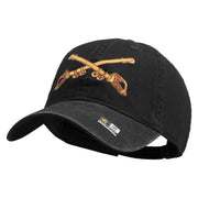 U.S. Army Cavalry Collar Insignia Embroidered Washed Solid Pigment Dyed Cotton Twill Brass Buckle Cap - Black OSFM