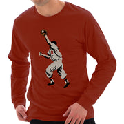 Outfield Catch Graphic Design Ring Spun Cotton Premium Long Sleeve T-shirt