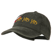 Christmas Hat Ho Ho Ho Embroidered Washed Dyed Cap