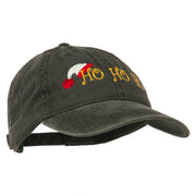 Christmas Hat Ho Ho Ho Embroidered Washed Dyed Cap