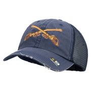 U.S. Army Cavalry Collar Insignia Embroidered Low Profile Special Cotton Mesh Cap - Navy OSFM