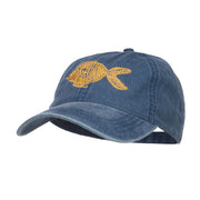 Golden Fish Embroidered Washed Cap