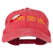 Christmas Hat Ho Ho Ho Embroidered Washed Dyed Cap