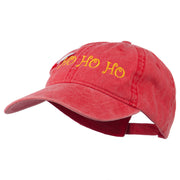 Christmas Hat Ho Ho Ho Embroidered Washed Dyed Cap