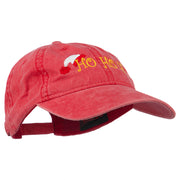 Christmas Hat Ho Ho Ho Embroidered Washed Dyed Cap