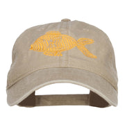 Golden Fish Embroidered Washed Cap