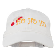 Christmas Hat Ho Ho Ho Embroidered Washed Dyed Cap