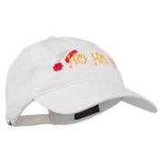 Christmas Hat Ho Ho Ho Embroidered Washed Dyed Cap