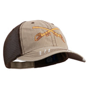 U.S. Army Cavalry Collar Insignia Embroidered Low Profile Special Cotton Mesh Cap - khaki-brown OSFM