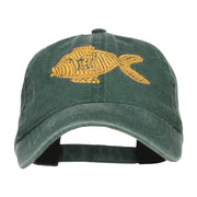 Golden Fish Embroidered Washed Cap