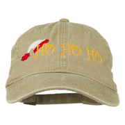 Christmas Hat Ho Ho Ho Embroidered Washed Dyed Cap