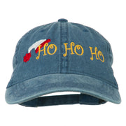 Christmas Hat Ho Ho Ho Embroidered Washed Dyed Cap