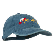 Christmas Hat Ho Ho Ho Embroidered Washed Dyed Cap