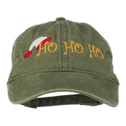 Christmas Hat Ho Ho Ho Embroidered Washed Dyed Cap