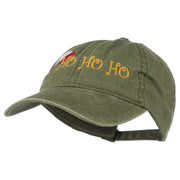 Christmas Hat Ho Ho Ho Embroidered Washed Dyed Cap