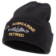 US Submarine Retired Military Embroidered Long Beanie