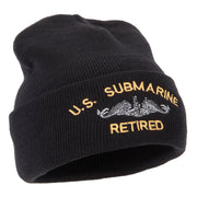 US Submarine Retired Military Embroidered Long Beanie