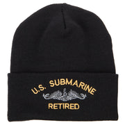 US Submarine Retired Military Embroidered Long Beanie