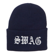 Old English Swag Embroidered Long Beanie