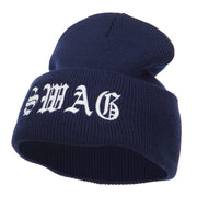 Old English Swag Embroidered Long Beanie