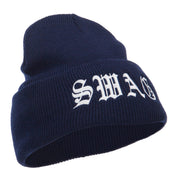 Old English Swag Embroidered Long Beanie