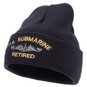 US Submarine Retired Military Embroidered Long Beanie