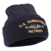 US Submarine Retired Military Embroidered Long Beanie