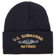 US Submarine Retired Military Embroidered Long Beanie