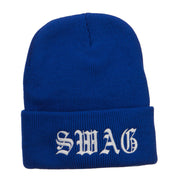 Old English Swag Embroidered Long Beanie